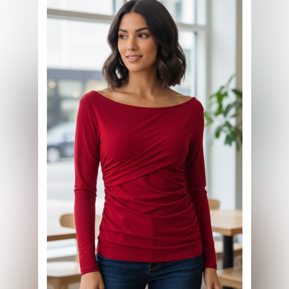 Ruby Red stretchy long sleeve top‎